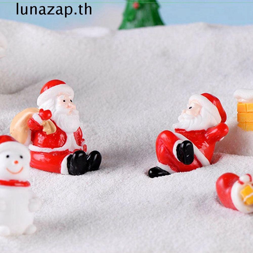 Lunazap Figurines Miniature Mini Snowman งานฝีมือ Xmas Tree 1 ชิ้นตกแต่งคริสต์มาส