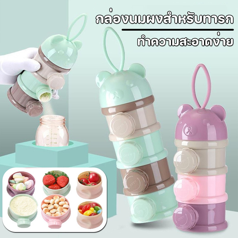 พร้อมส่ง✈️ ที่ใส่นมผงแบบพกพา กล่องนมผงสำหรับทารก กล่องนมผงเด็ก มีที่เปิดข้างสะดวกสบาย 3/4 ชั้น กล่องขนม