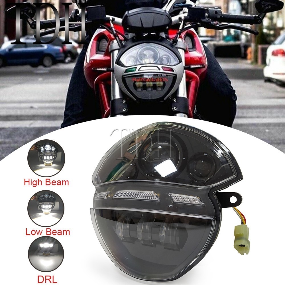 TH For Ducati Monster 695 696  795 796 1100 1100 EVO ABS 2008-2015 LED Headlight Projector Assembly 