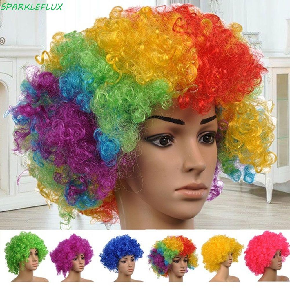 Sparkleflux คอสเพลย์ผมแฟนซีคริสต์มาสแฟนฟุตบอลวิกผม Clown Props เด็กเครื่องแต่งกาย Party