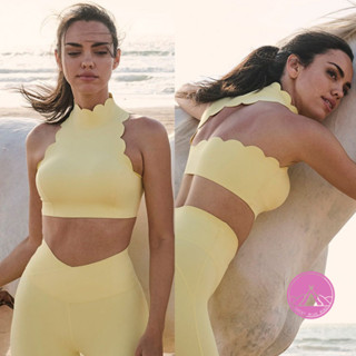 สปอร์ตบรา เปลือยกลวงออกเอียงไหล่ลูกไม้แน่นด้านบนผู้หญิงกับชุ…