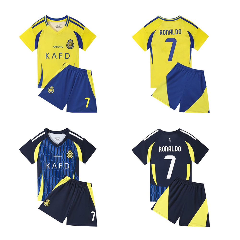 24-25 Season Al-Nassr No.7 Ronaldo เสื้อฟุตบอลสําหรับเด็กเยาวชนชายหญิงชุดฟุตบอล