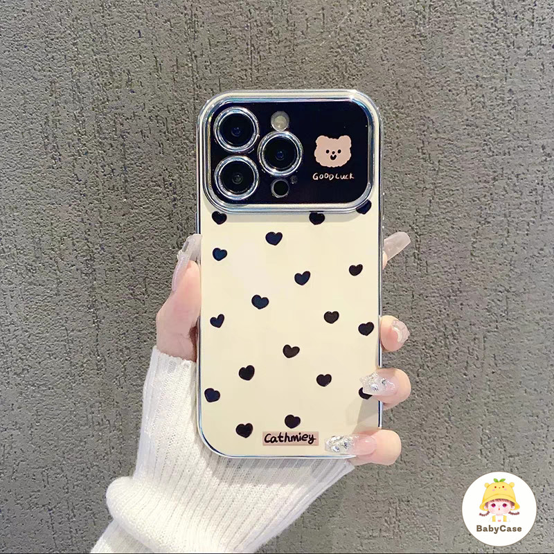 สำหรับ เคสไอโฟน 16 11 IPhone 15 11 13 12 14 Pro Max 15 13 7 8 14 16 Plus X XR XS Max ความรักรักหัวใจยิ้มการ์ตูนหมี เคส