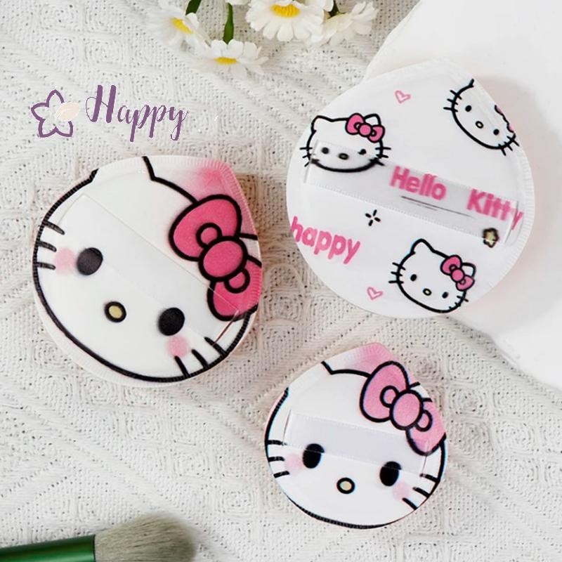 SANRIO <แฮปปี้เบย์> ซานริโอแต่งหน้าฟองน้ําพัฟชนิดบรรจุกล่องน่ารัก สวัสดี คิตตี้ แต่งหน้าคอนซีลเลอร์ซูเปอร์นุ่มยืดหยุ่นผ้าฝ้ายใบหน้าฐานเครื่องสําอางพัฟเครื่องมือความ