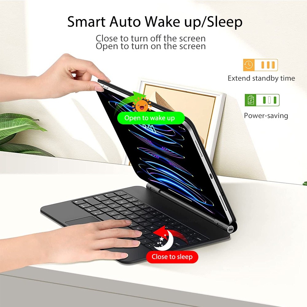 คีย์บอร์ดแม่เหล็กลอยสําหรับ iPad 11 Pro 11 10 10.9 Air M3 2025 Air5 4 12.9 2018-2022 Keyboard ไร้สายแบ็คไลท์คีย์บอร์ดเคส