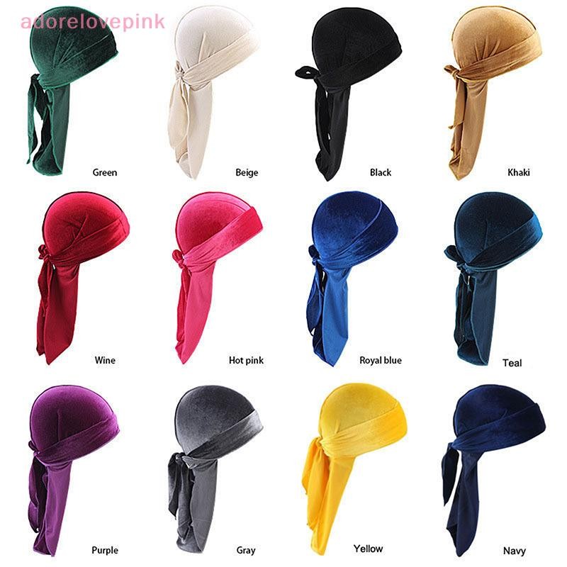 Adorelovepink Unisex ผู้ชายผู้หญิง Durag Headwear ผ้าไหมโจรสลัดหมวกห่อหมวก th