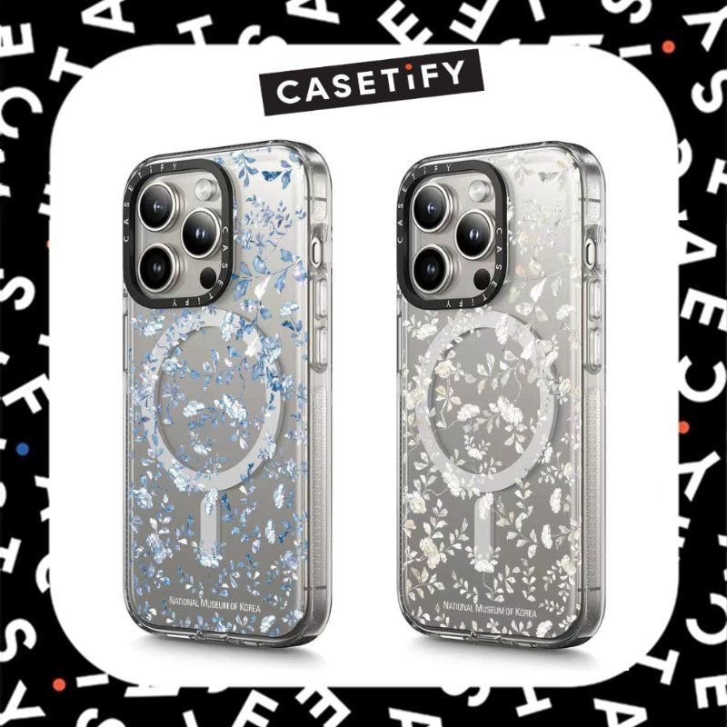 【Ice Crystal】casetify ดอกไม้หัก Ice Crystal Clear รูปแบบกันกระแทกสําหรับ iPhone 16ProMax 16Pro 16 14 13 12 15 Pro Max เคสโทรศัพท์