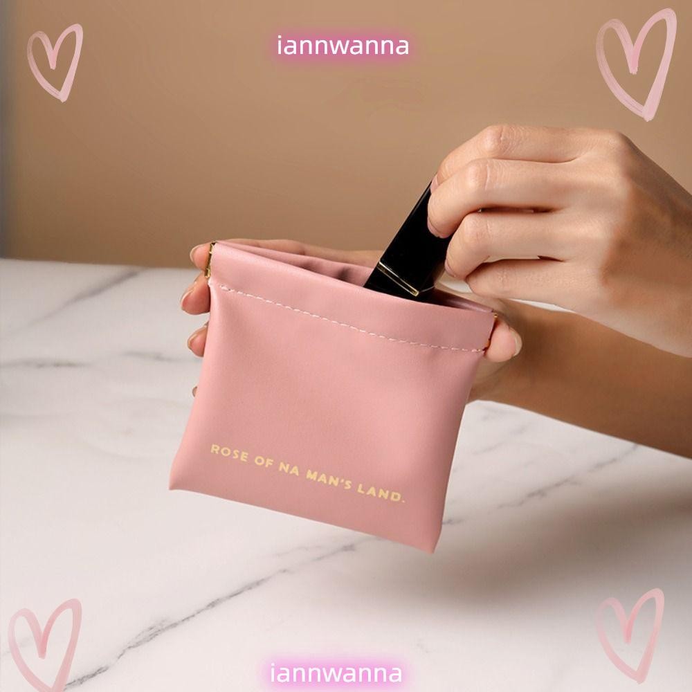 Iannwana ลิปสติกกระเป๋าแต่งหน้า, PU Simple Cosmetic Organizer Pouch, Fashion Portable Mini Travel Storage Bag Women Girls