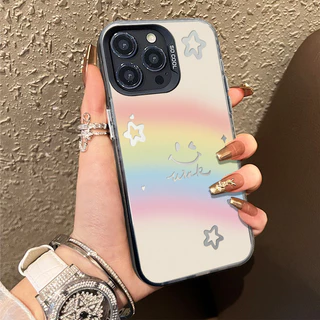 เคสแข็งพรีเมี่ยม รอยยิ้มสีรุ้งน่ารัก for IPhone13 12 7Plus 14 15 11 16 Pro Max 8Plus XR XSMax SE เคสไอโฟน11 เคสไอโฟน13