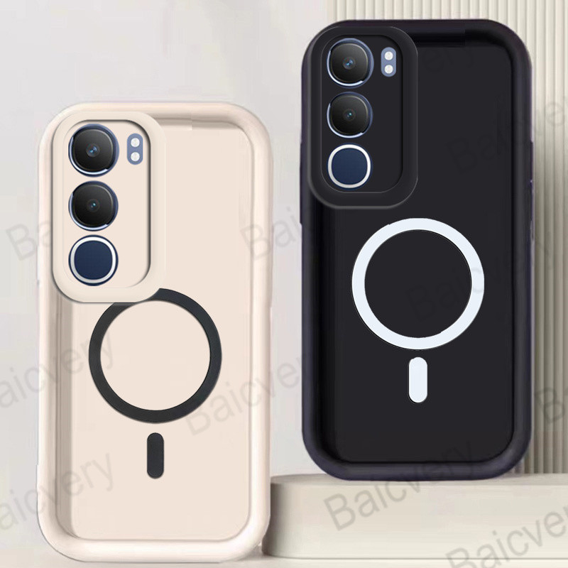 เคสโทรศัพท์สําหรับ VIVO Y19S 4G 2024 ฝาครอบซิลิโคน TPU ป้องกันด้วยสติกเกอร์แม่เหล็ก