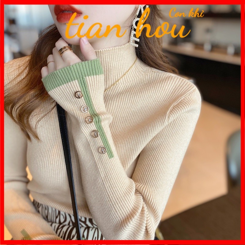 เสื้อตัวในใส่ด้านในสไตล์ตะวันตกเสื้อคอเต่ารุ่นใหม่ถักหนาพิเศษแมทช์ลุคง่ายเสื้อไหมพรมเข้ารูปสีดำ6w7x