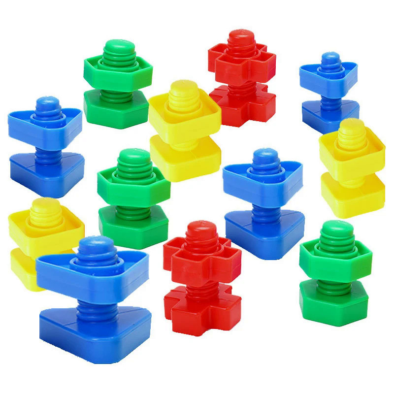 Montessori Education Jumbo Nuts And Bolts Toys Plastic Screw And Nuts Occupational Therapy Fine Moto