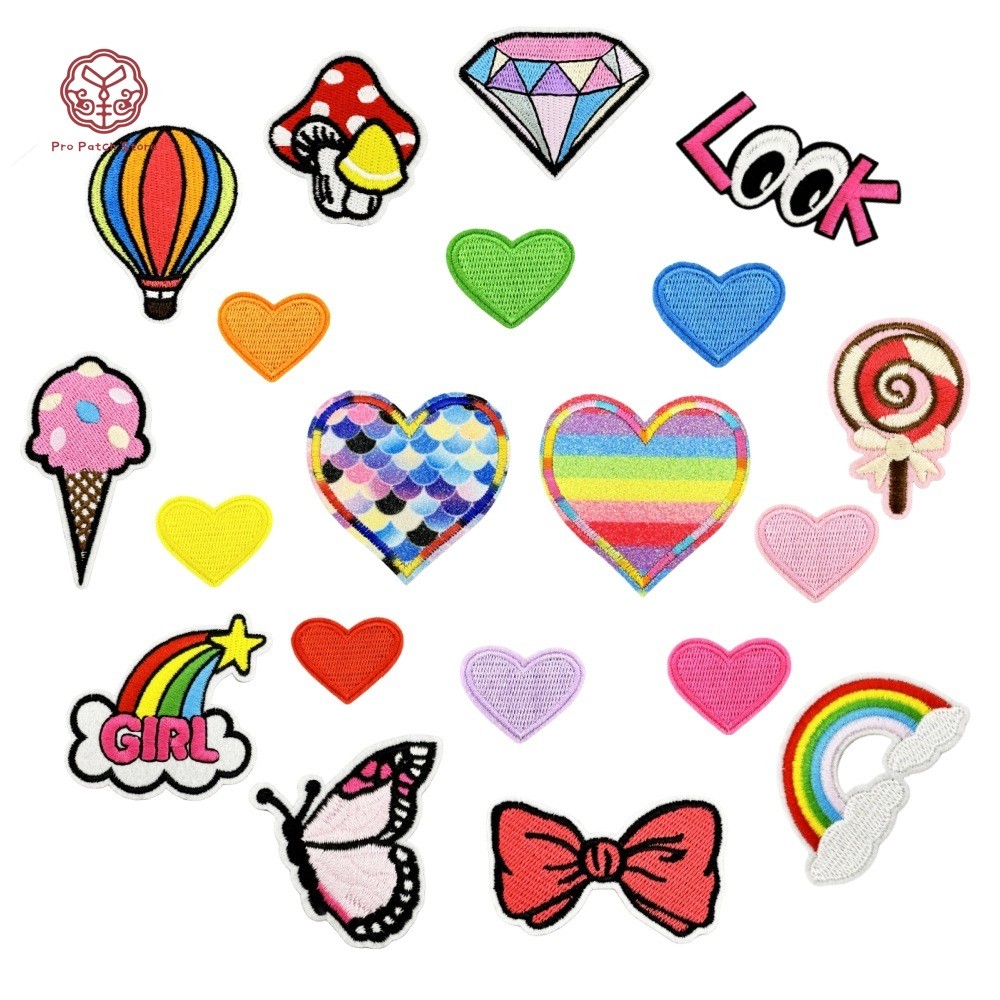 Pro Patch Store การ์ตูนสายรุ้งสี Love Series DIY เย็บปักถักร้อยแพทช์สําหรับสติกเกอร์เย็บปักถักร้อยแพทช์สําหรับเสื้อผ้าป้ายสติกเกอร์