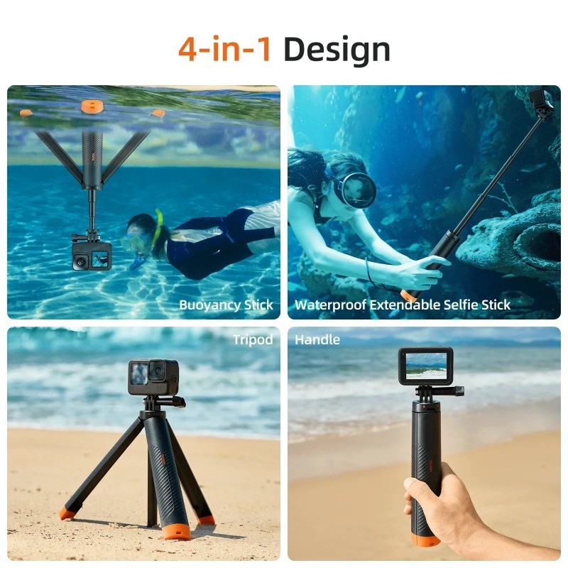 TELESIN ไม้เซลฟี่ลอยน้ําพร้อมขาตั้งกล้องสําหรับ Insta360 X5 /Ace Pro 2/DJI Action 5 Pro/Gopro 13