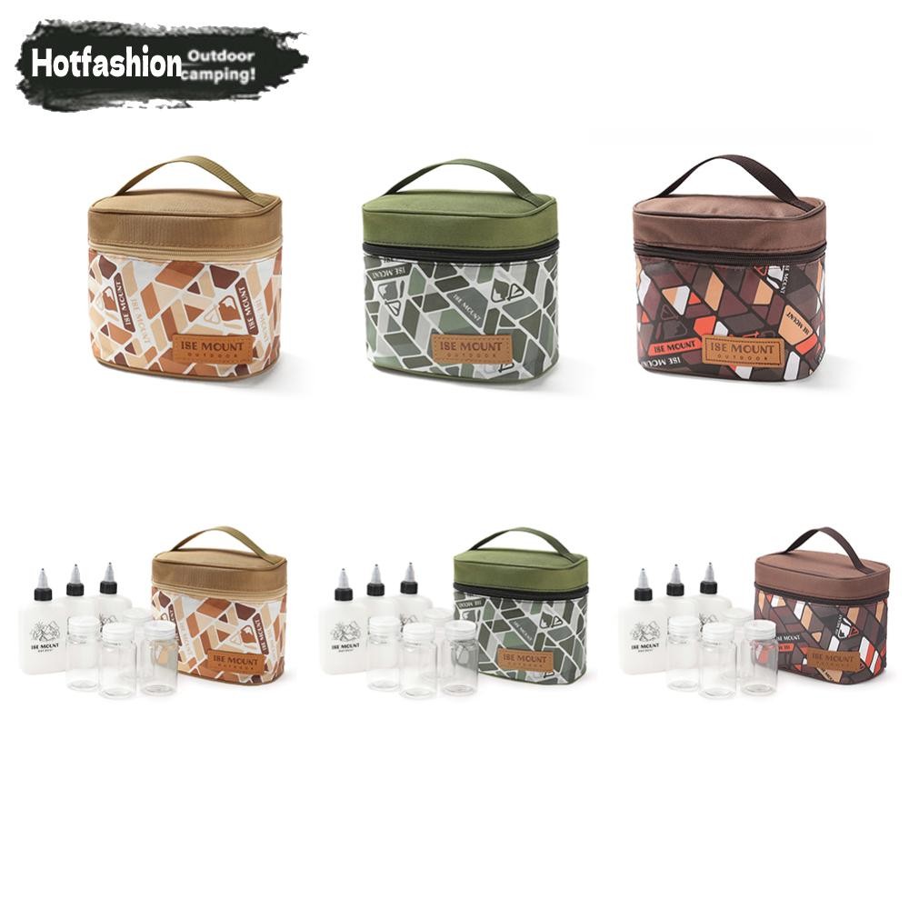 ขวดบาร์บีคิวถุงเก็บเครื่องเทศกล่องเครื่องเทศแบบพกพาภาชนะอุปกรณ์บาร์บีคิวกลางแจ้ง