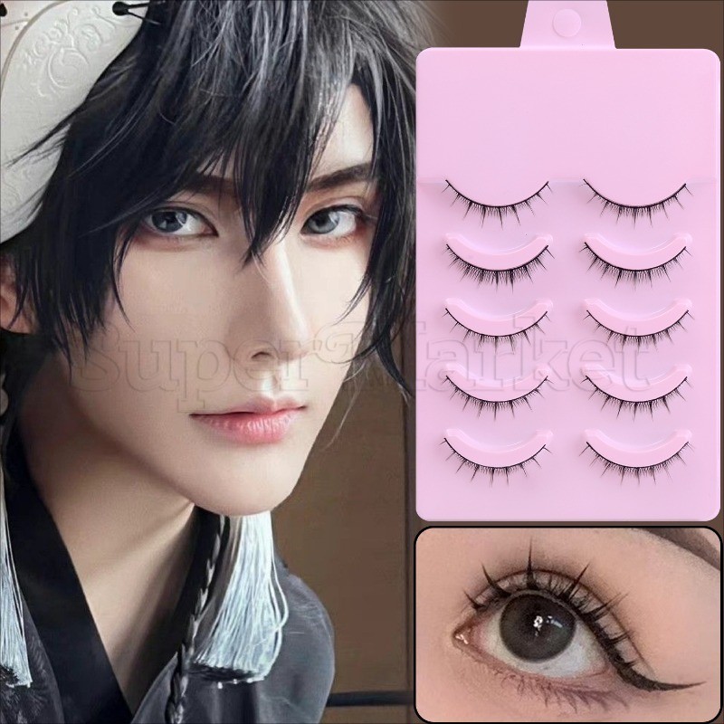 5 คู่ COS แต่งหน้าชายขนตาปลอม - ก้านสีดําขนตาคลัสเตอร์ - การ์ตูนขนตาปลอมขนตา - ขนตา ต่อ - ยาวหนาหยิก - เครื่องมือแต่งหน้าหญิง
