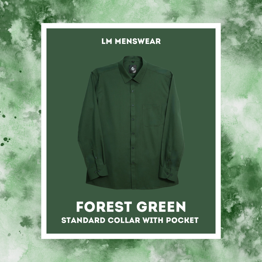 เสื้อเชิ้ตคอปก มีกระเป๋า สีเขียวฟอเรสท์ (Forest Green)