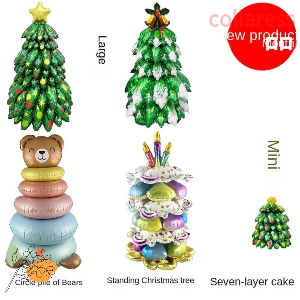 Collaress ลูกโป่งฟอยล์, Christmas Series Xmas Tree เครื่องประดับปาร์ตี้ลูกโป่ง, ของเล่นเด็ก Santa Claus ลูกโป่งยืนขนาดใหญ่บ้านปี Party Supply