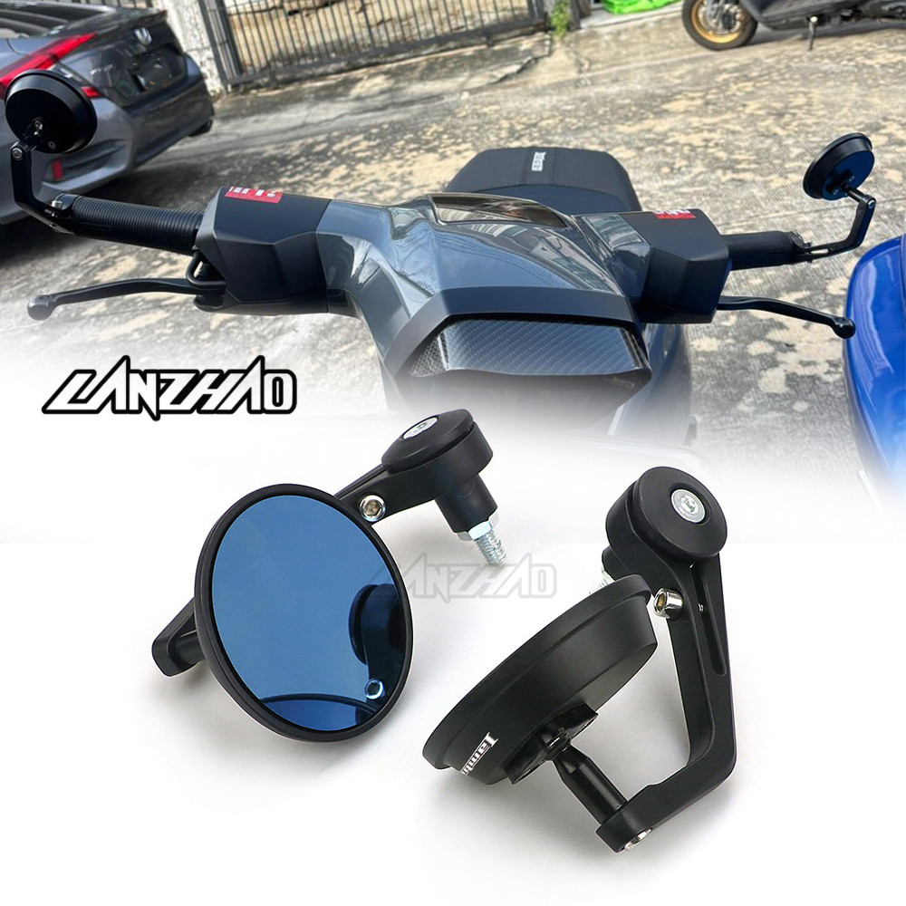 สําหรับ Lambretta X300 v200 สกู๊ตเตอร์กระจกมองหลังจับบาร์รอบกระจกสีฟ้า