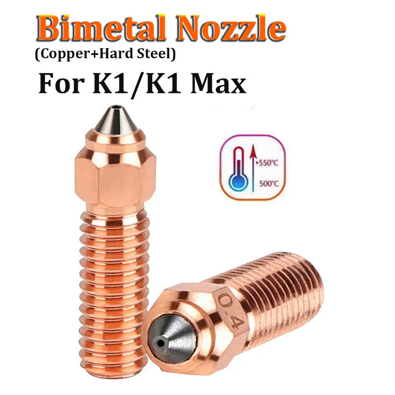 Bimetal Nozzle For Creality K1 K1 MAX Ender 3 V3 KE 3D Printer Copper Plated Hardened Steel Nozzle F