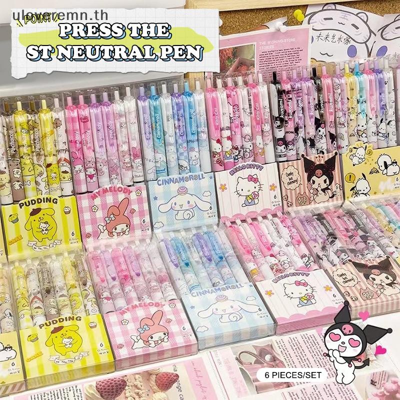 ULO 6 ชิ้นการ์ตูนเจลปากกาน่ารักกด Neutral ปากกา Creative Quick Drying ปากกาเครื่องเขียนนักเรียนโรงเรียนอุปกรณ์สํานักงานของขวัญ TH