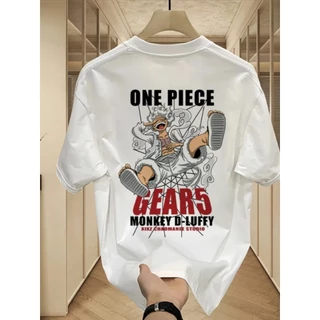 เสื้อยืดคอกลม-แขนสั้น oversize พิมพ์ลาย "OnePiece Luffy" เสื้อยืดผู้ชายเท่ๆ tshirt men สตรีทแฟชั่น สีขาว-สีดำ