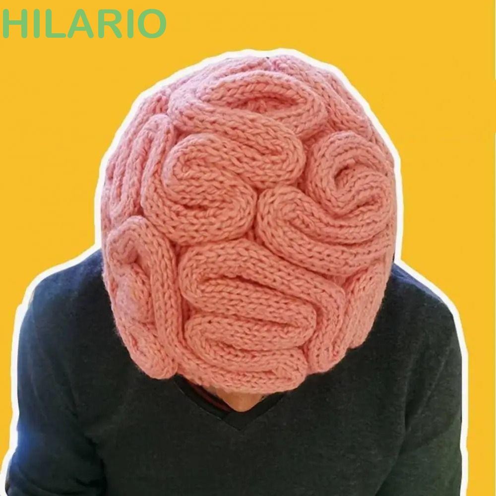 หมวกสมองถัก HILARIO, Creative Playful Brain Pullover, Windproof Soft Hip-hop Warm Funny Brain Beanie ขี่จักรยาน