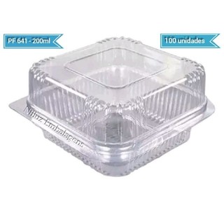 100 Embalagens Para Doce Brigadeiro Bolo de Pote Quadrada PF 641 - 200ml
