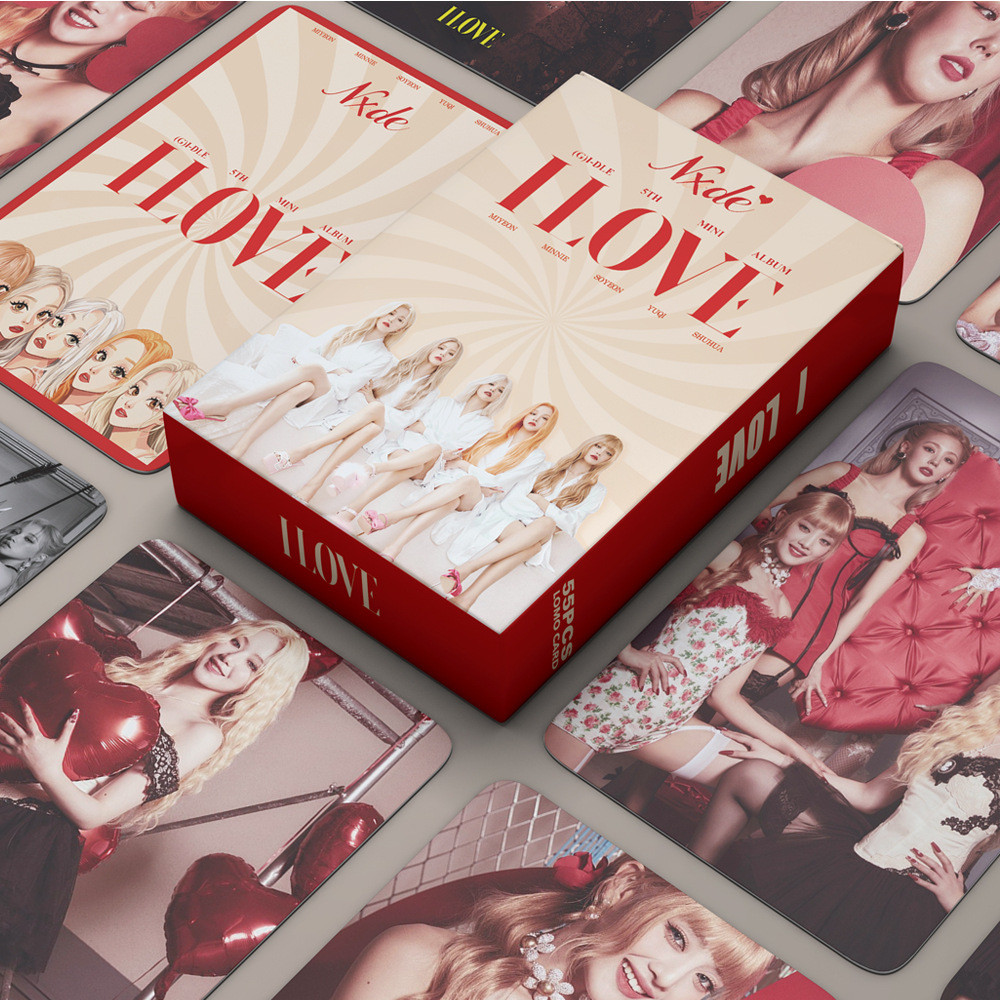 การ์ดเลเซอร์/การ์ดเลเซอร์G-IDLE Return Album I LOVE Retro Photocard 55 ชิ้น IDLE สนับสนุนการ์ด lomo/