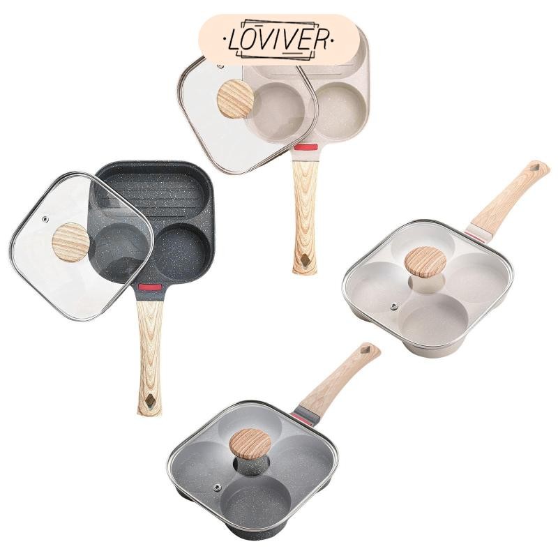 LOVIVER กระทะไข่ หม้อทอด เครื่องทํานอนสติ๊ก เครื่องครัวอลูมิเนียม ไม่ติด มัลติฟังก์ชั่น ด้ามยาว กระทะไข่เจียว แพนเค้ก เครป สเต็ก