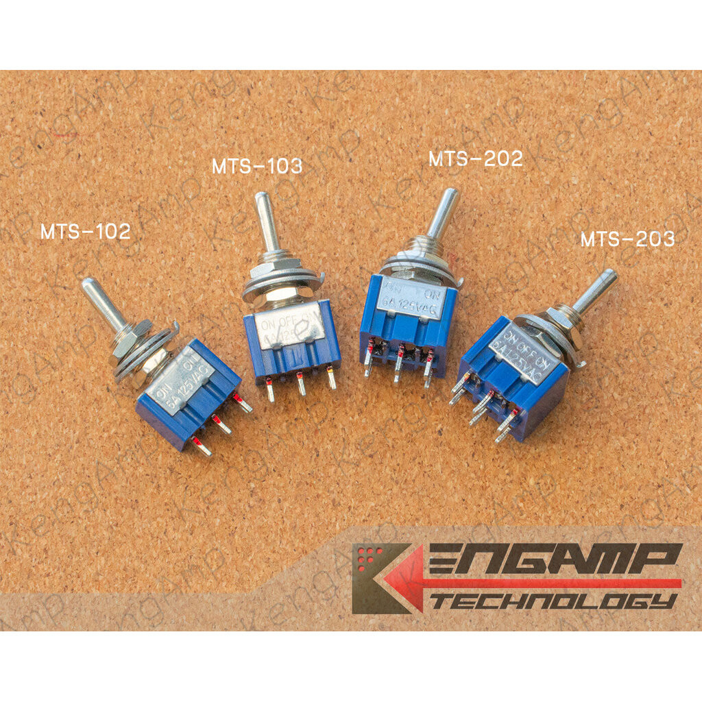 (มีตัวเลือก)[SW] MTS-102 MTS-103 MTS-202 MTS-203 สวิตซ์โยกตัวเล็กสีน้ำเงินยี่ห้อ Chongshi 6A/125V หรือ 3A/250V