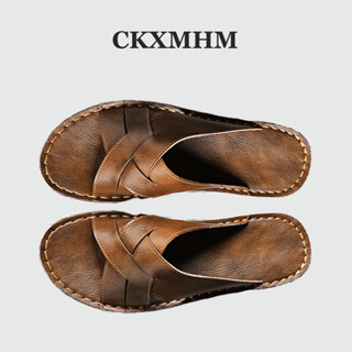 CKXMHM 38-48 รองเท้าแตะหนังผู้ชาย None-slip รองเท้าแตะขนาดให…