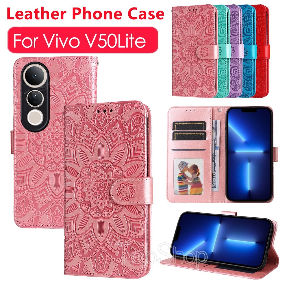 Flip หนังสําหรับ Vivo V50 Lite V50Lite V 50 VivoV50 Lite VivoV50Lite ขาตั้งแม่เหล็กผู้ถือปลอกกันกระแ