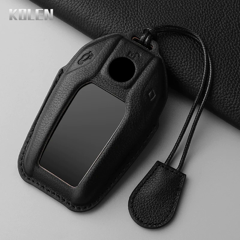 Dermis Leather Car LED Display Key Case Cover Shell For BMW 5 7 Series X3 X4 X5 X7 G30 G31 G11 G12 G