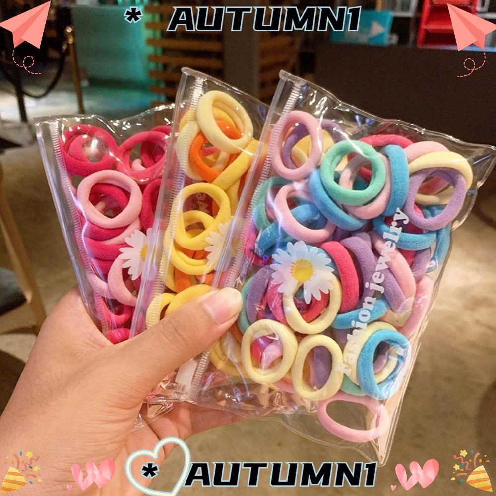 AUTUMN1 50 ชิ้น/เซ็ตยางรัดผม, Scrunchie เชือกผูกผมสีลูกกวาด, เชือกผูกผมแบบยืดหยุ่นเด็กผู้หญิงผู้หญิง