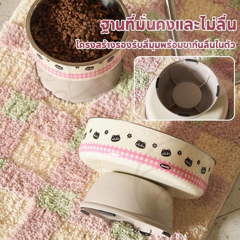 ใหม่ล่าสุด🔥ชามอาหารสัตว์เลี้ยง ชามแมว มชามสแตนเลส ีขอบยางกันลื่น รูปที่ 3