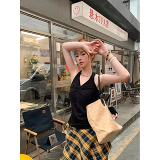 VerveMode.🍓จัดส่งในประเทศไทย🍓เสื้อกล้ามคอวีแขนกุดสีเทาเข้ารูปสไตล์สาวฮอตสุดเซ็กซี่สำหรับผู้หญิงในฤดูร้อน