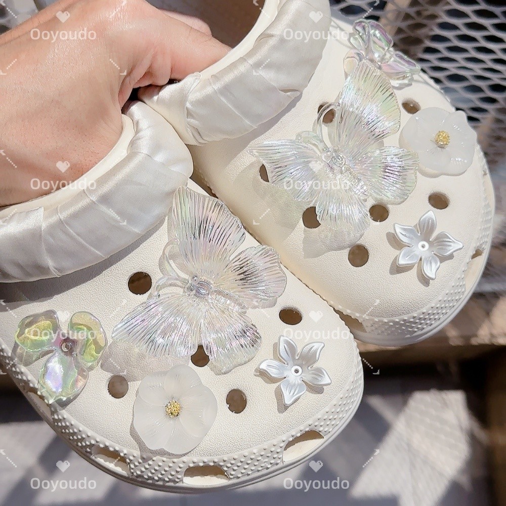 ฤดูร้อนโปร่งใส Baroque ผีเสื้อชุด DIY Jibiz Cros Charms รองเท้าชุดอุปกรณ์เสริม Jibiz 3d Crcs Pins