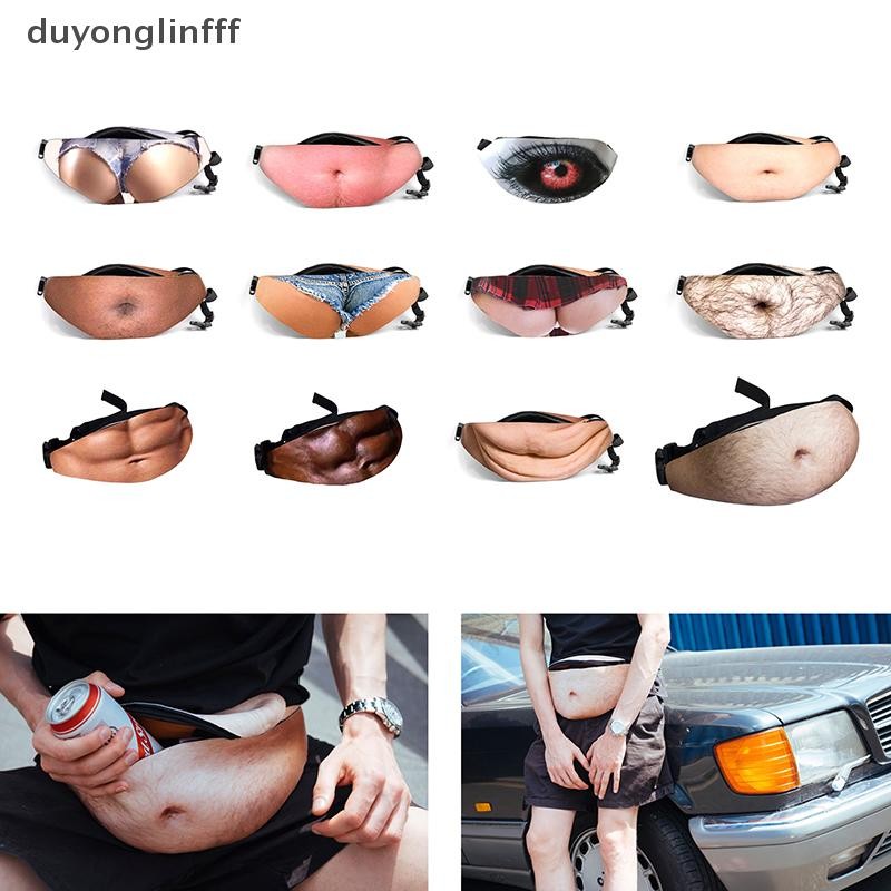 (duyonglinfff) ตลก Pop Dad Bod เงินเข็มขัดกระเป๋าผู้ชายกระเป๋าเดินทางเนื้อสี Creative Fanny Pack เบียร์ไขมัน Belly Bum กระเป๋าเอวกระเป๋าใหม่