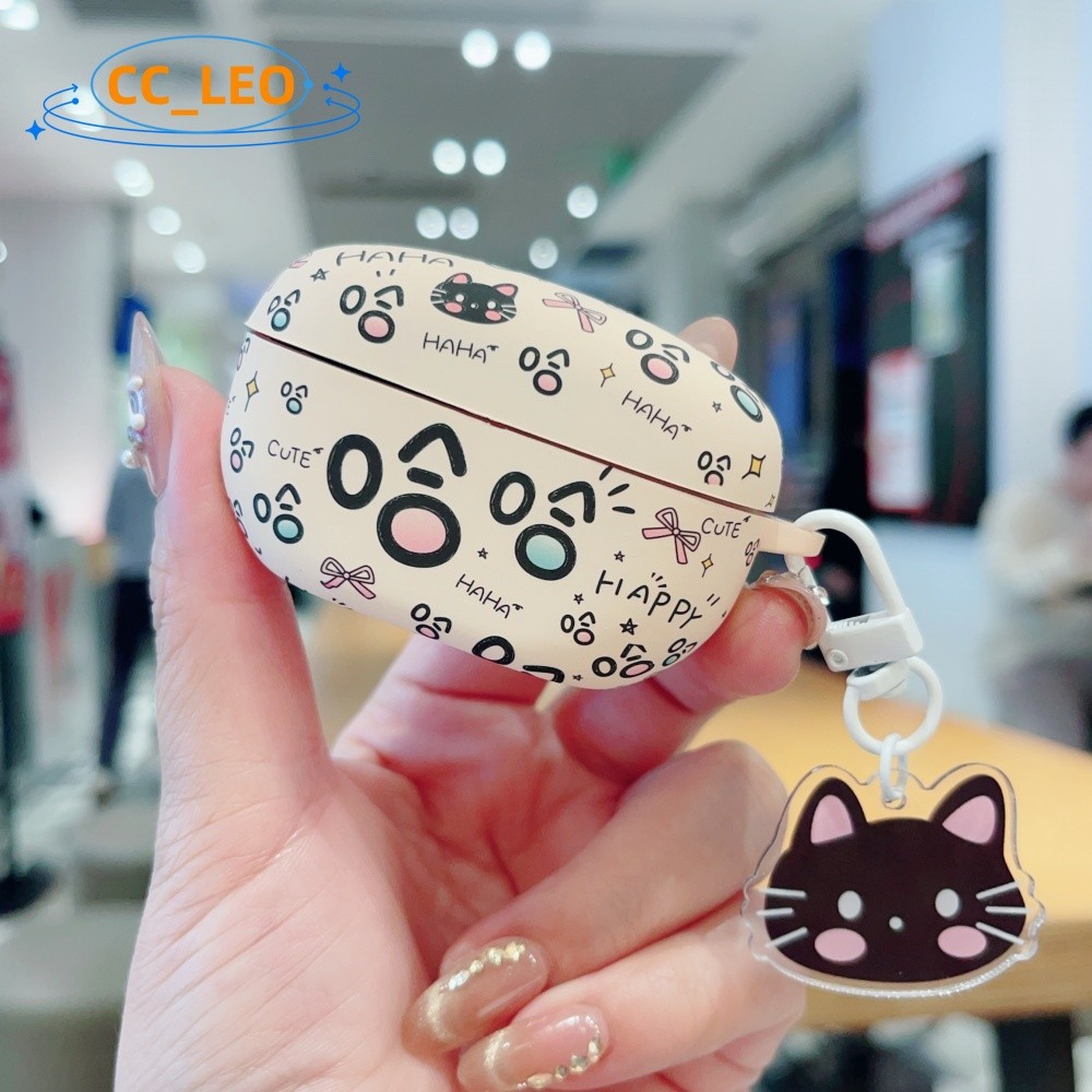 For Sony WF-1000XM5 Case Cute Cat Cartoon Keychain Pendant Sony WF-1000XM5 Transparent Protective Ca