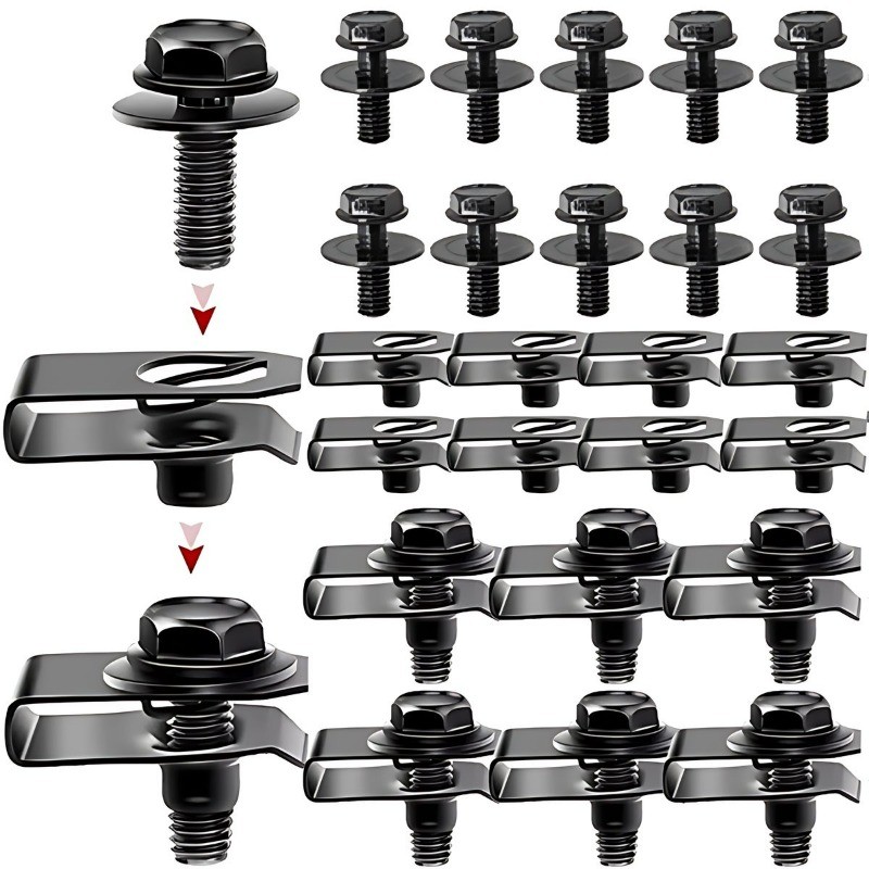 หลายขนาดรถ Body Bolts U ประเภท Nut คลิปกันชนรถยนต์ Fender Rivet ฝาครอบเครื่องยนต์ Undertray Splash Shield Guard Liner สกรูคลิป