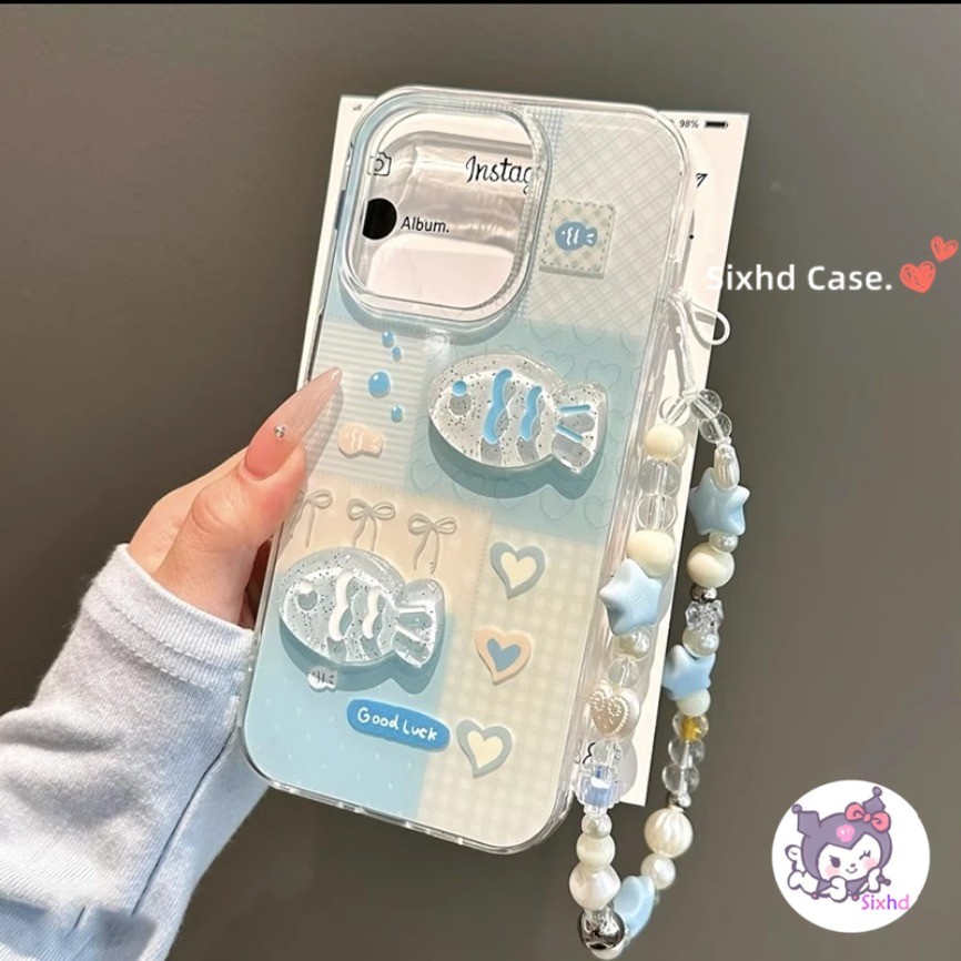 SAMSUNG สําหรับSamsung A05s A15 A16 A12 A13 A14 A56 A36 A55 A54 A06 A50 A50S A23 A22 A32 A30S A04E A03S A24 A25 A26 A53 A52 A52 A53 A53 A34 A53 A53 A52 INSเคสโทรศัพท์น่ารักA3Dปลาสีฟ้าเคสโทรศัพท์