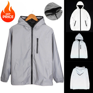 เสื้อแจ็คเก็ตสะท้อนแสง ดีไซน์เรียบ กันลม กันน้ำ ขี่จักรยาน ว…