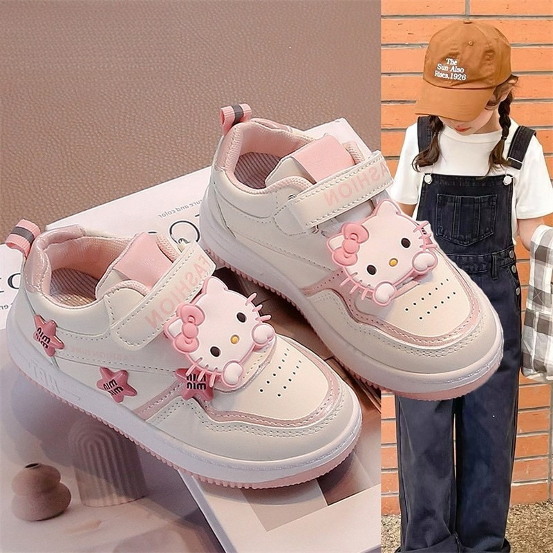 รองเท้าเด็กผู้หญิง Hello Kitty น่ารัก รองเท้าแฟชั่นนักเรียน รองเท้าลำลองน้ำหนักเบา ใส่สบาย