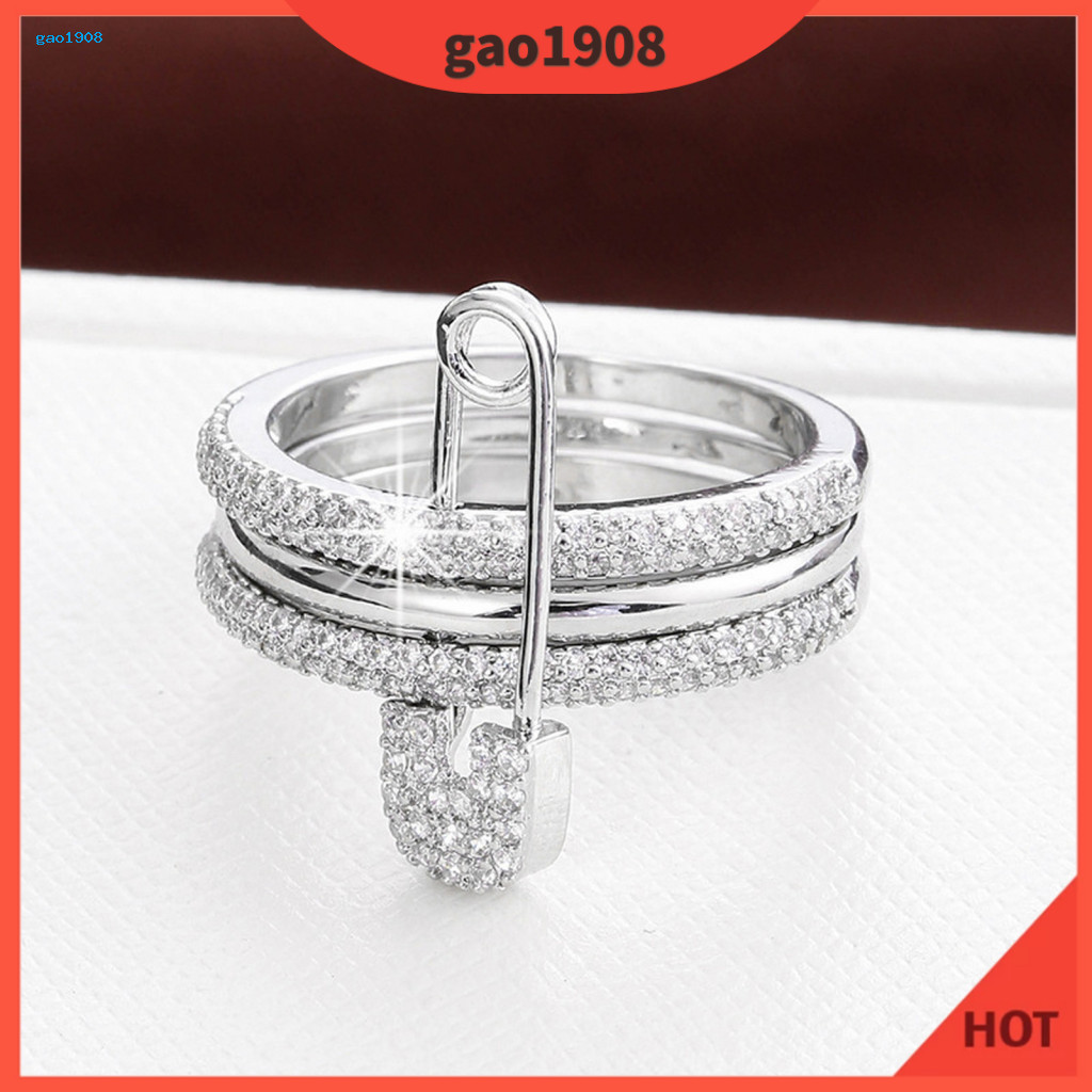 GAO * แหวน Rhinestone Intricate Rhinestone รายละเอียดแหวน 3-in-1 ที่ถอดออกได้ Rhinestone Layered แหว