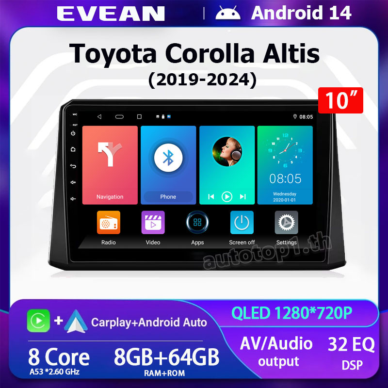 10 " จอ android รถยนต์ Toyota Corolla Altis 2019-2024 Toyota Corolla Cross 2019-2024 พร้อมปลอกและปลั