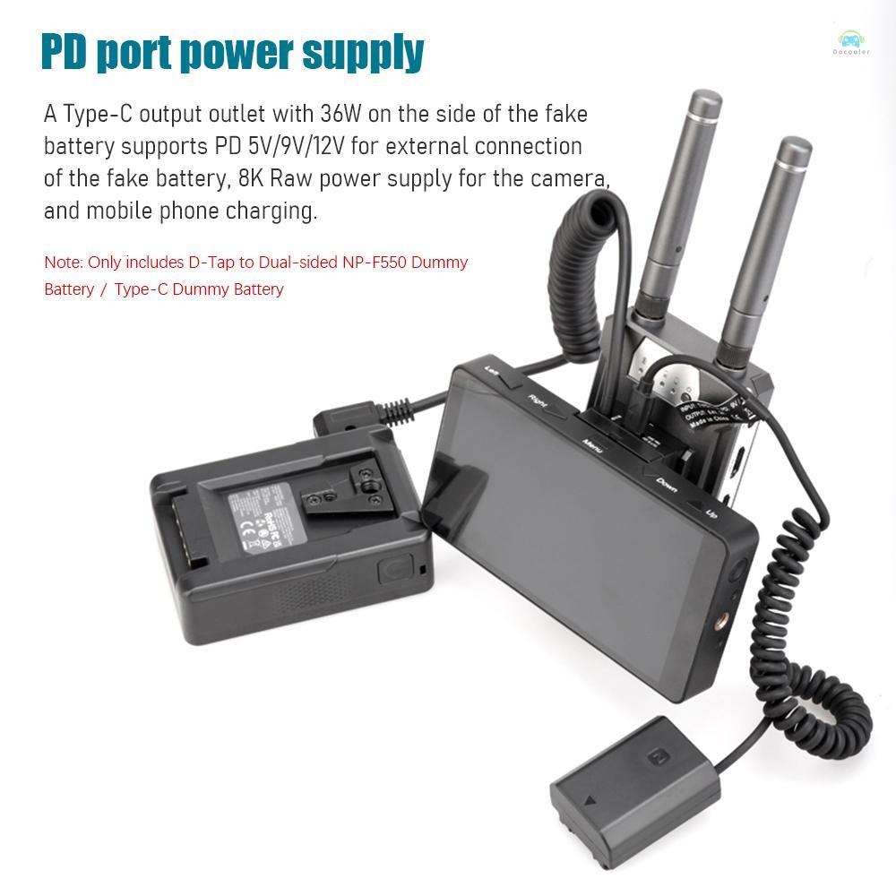 Yb2 Power Adapter Dual-Sided F550 NP-F Dummy แบตเตอรี่ Cross-Shaped to D-Tap สายไฟ 5-12V Type-C สําหรับ Field Monitor ไฟ LED ไร้สาย V