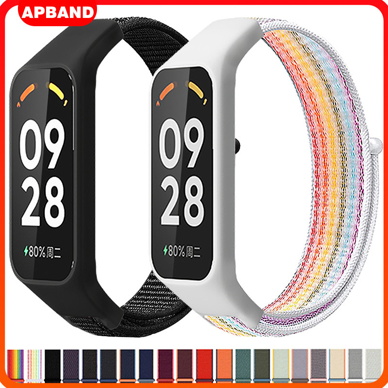 ห่วงไนลอนสำหรับ Smartwatch Xiaomi Mi Band 8 Active/redmi BAND 2ตัวป้องกันหน้าจอกันชนฝาครอบสร้อยข้อมืออุปกรณ์เสริมสำหรับ
