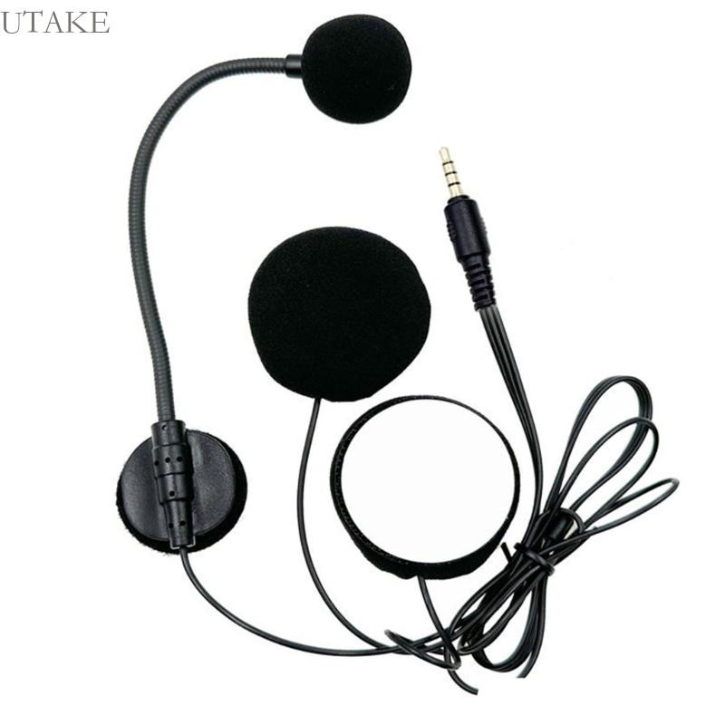 Utake 3 5 มม.ตรง Head หมวกกันน็อกชุดหูฟัง Mic build-in 32Ω ลําโพงคู่หมวกกันน็อครถจักรยานยนต์ชุดหูฟัง Intercom Micropho