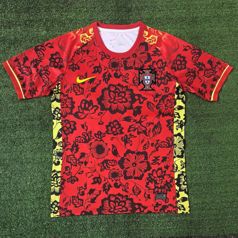 24-25 Portugal Saffron รุ่นพิเศษเสื้อฟุตบอลคลาสสิก S-XXL ผู้ใหญ่แขนสั้น Quick Dry กีฬาฟุตบอล AAA